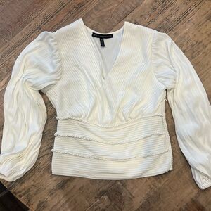 White House Black Market white Pleated Blouse